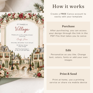 It Takes a Village Winter Baby Shower Invitation BS331