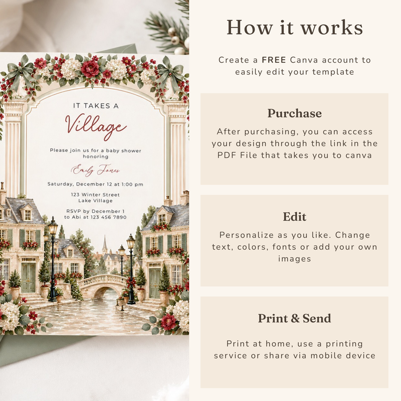 It Takes a Village Winter Baby Shower Invitation BS331