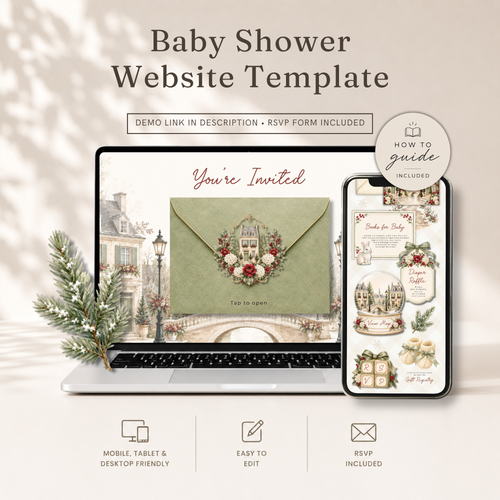 It Takes a Village Baby Shower Website Invitation with RSVP BS331