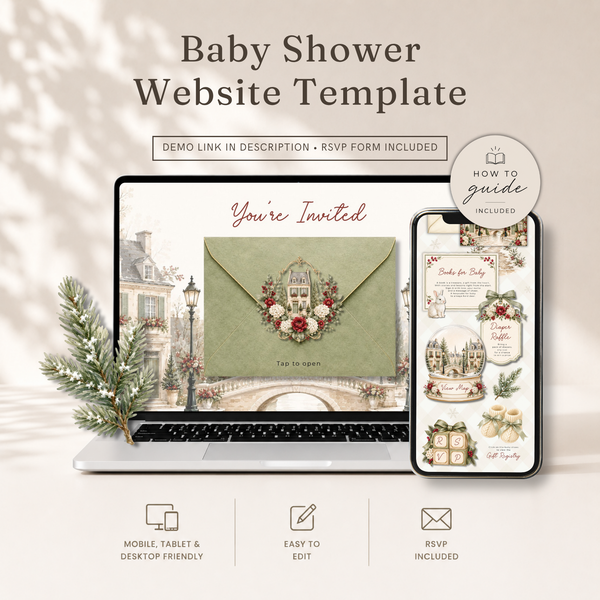 It Takes a Village Baby Shower Website Invitation with RSVP BS331