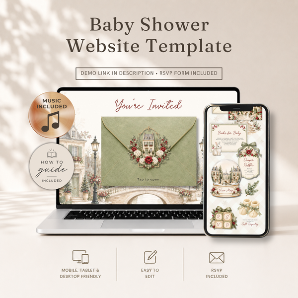 It Takes a Village Baby Shower Website Invitation with RSVP BS331