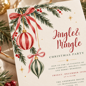 Jingle & Mingle Christmas Party Invitation L193