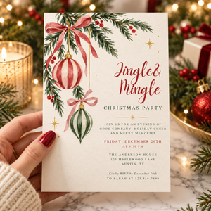 Jingle & Mingle Christmas Party Invitation L193