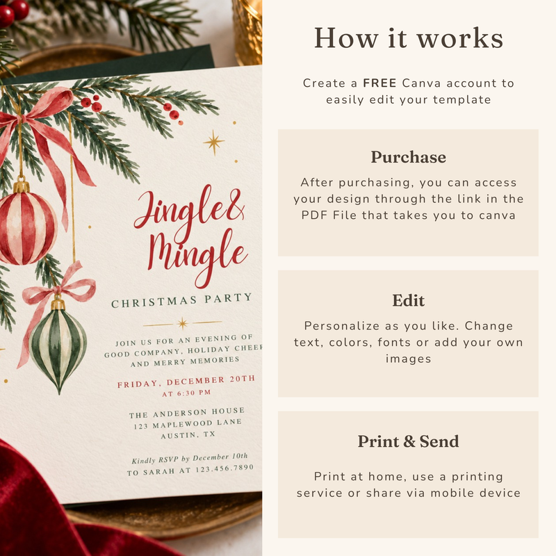 Jingle & Mingle Christmas Party Invitation L193