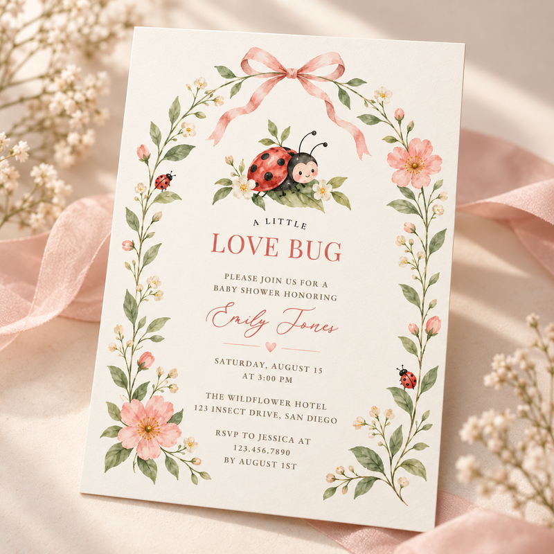 Lady Bug Baby Shower Invitation BS343