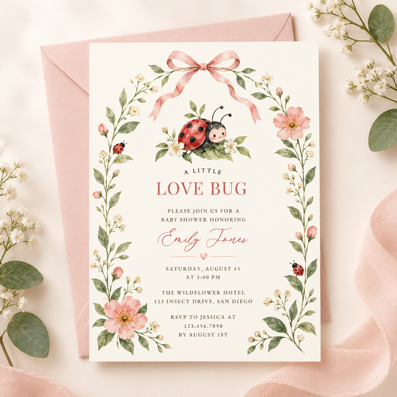 Lady Bug Baby Shower Invitation BS343