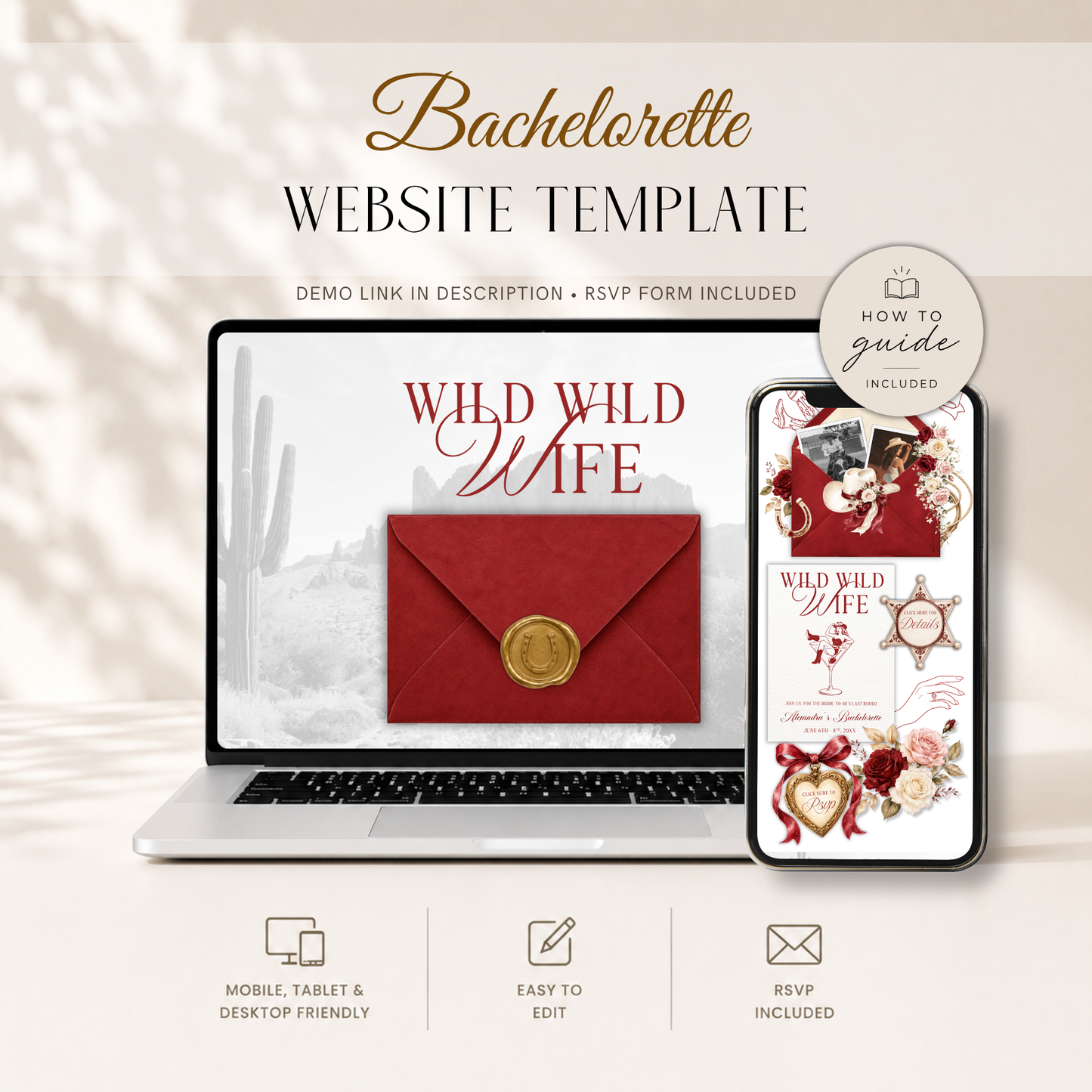 Last Rodeo Bachelorette Website Invitation with RSVP L147