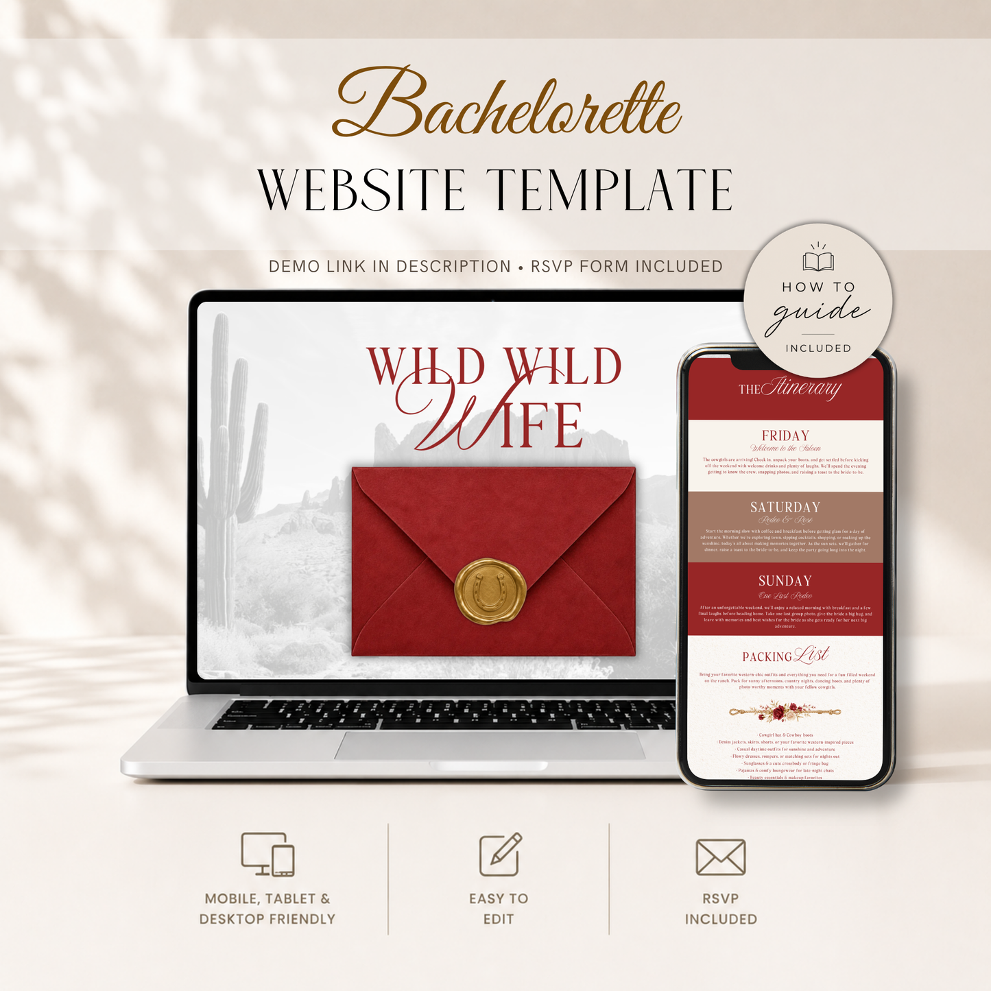Last Rodeo Bachelorette Website Invitation with RSVP L147