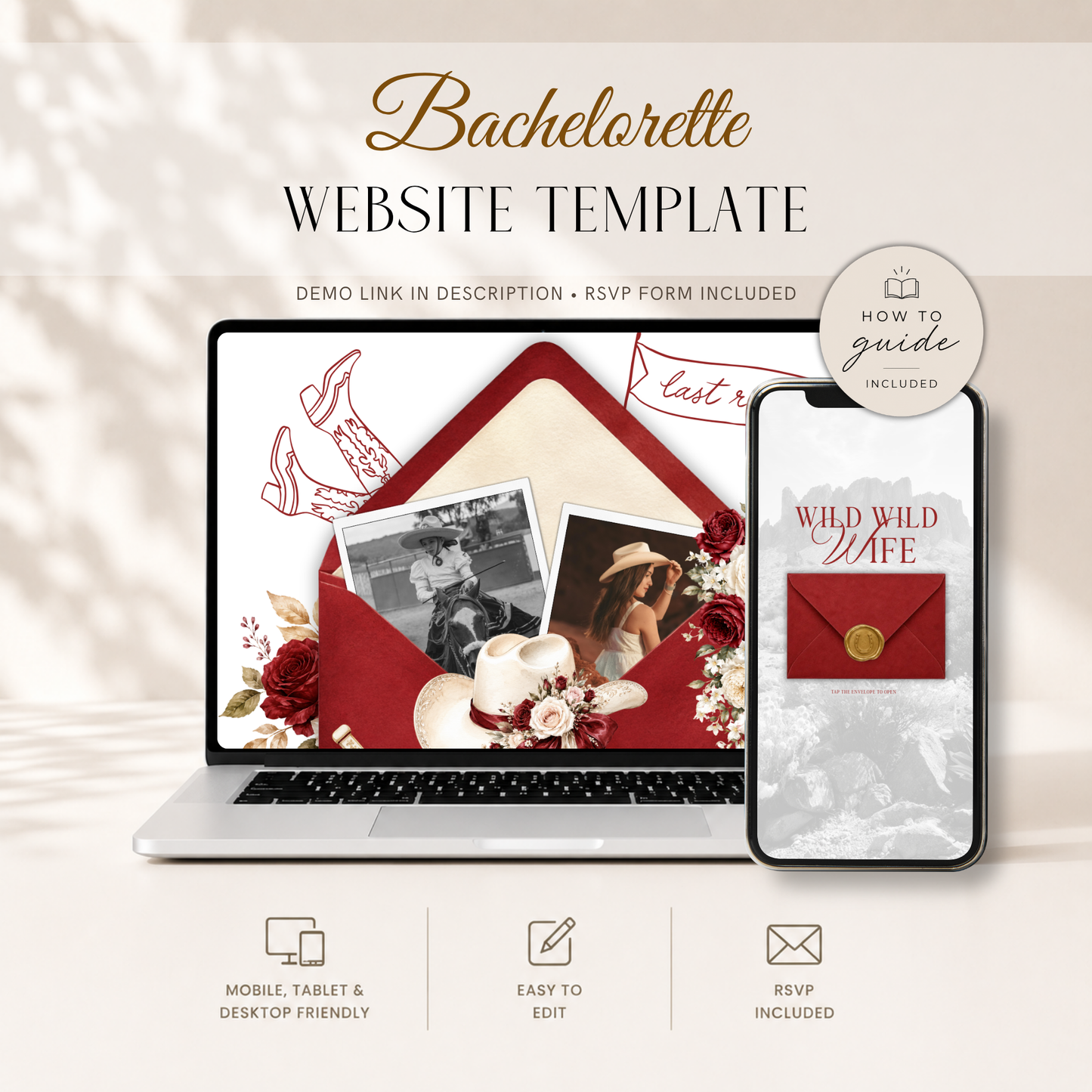 Last Rodeo Bachelorette Website Invitation with RSVP L147