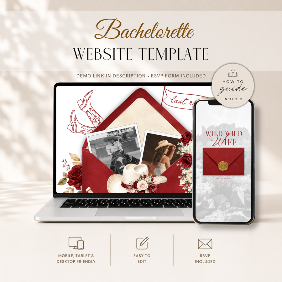 Last Rodeo Bachelorette Website Invitation with RSVP L147