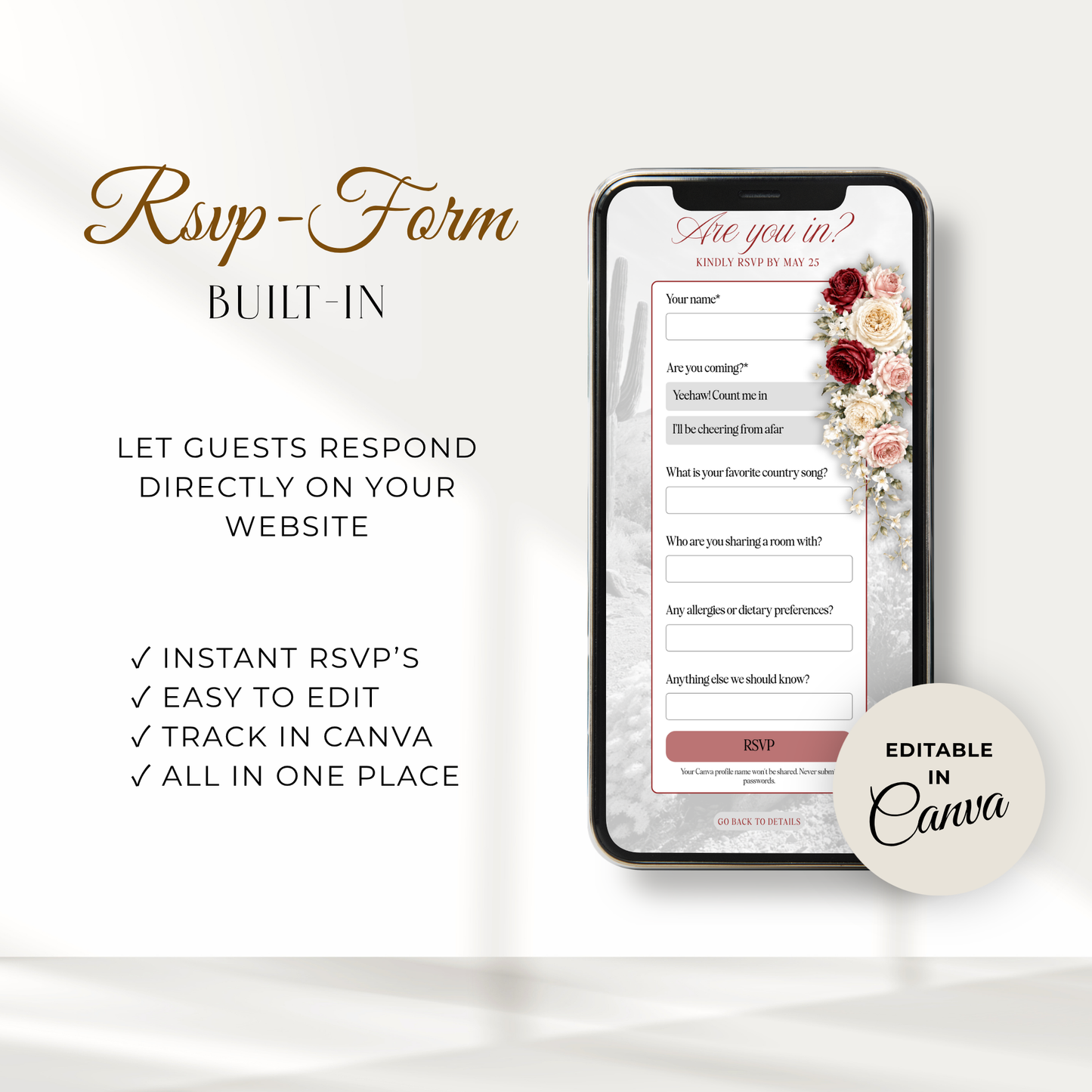 Last Rodeo Bachelorette Website Invitation with RSVP L147
