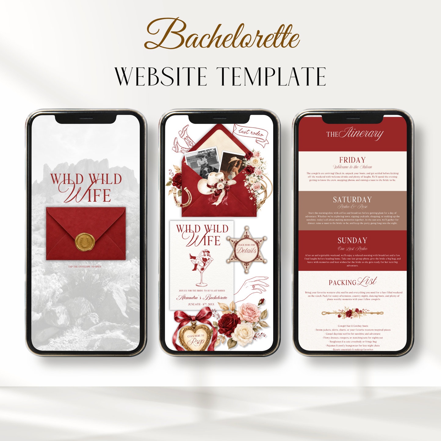 Last Rodeo Bachelorette Website Invitation with RSVP L147