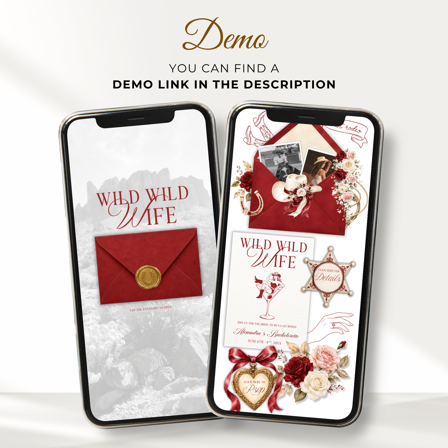 Last Rodeo Bachelorette Website Invitation with RSVP L147