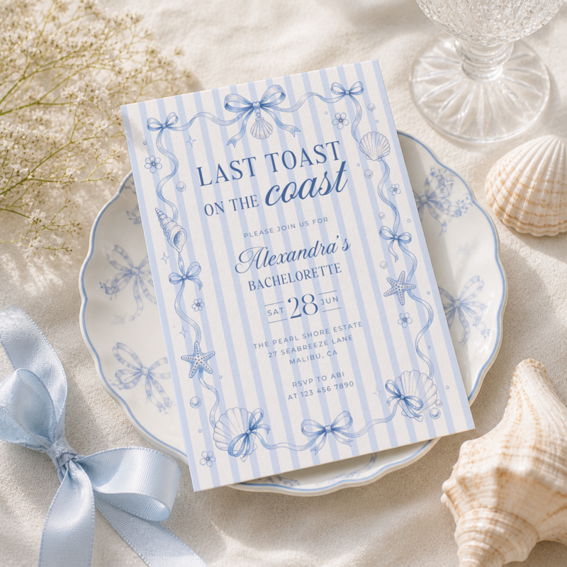 Last Toast On The Coast Bachelorette Invitation L133