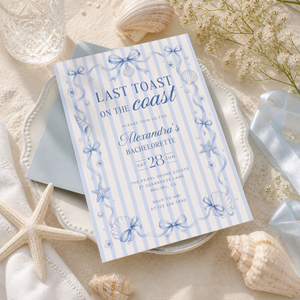 Last Toast On The Coast Bachelorette Invitation L133