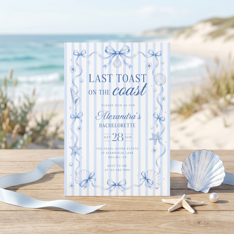 Last Toast On The Coast Bachelorette Invitation L133