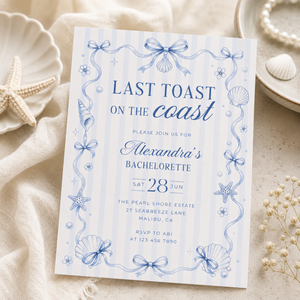 Last Toast On The Coast Bachelorette Invitation L133