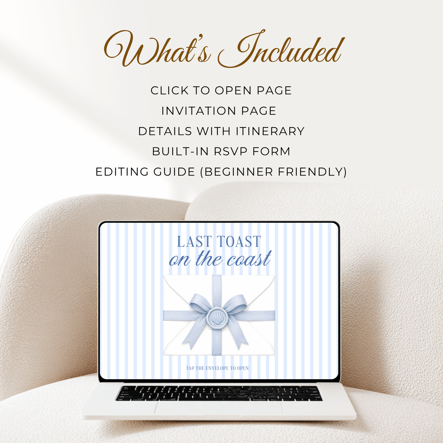 Last Toast on the Coast Bachelorette Website Invitation with RSVP L133
