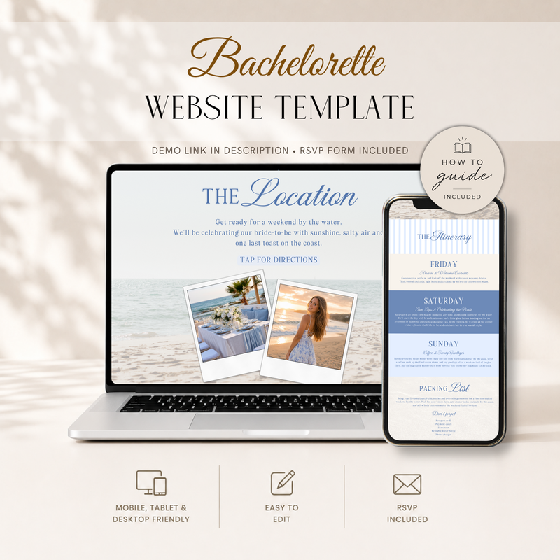 Last Toast on the Coast Bachelorette Website Invitation with RSVP L133