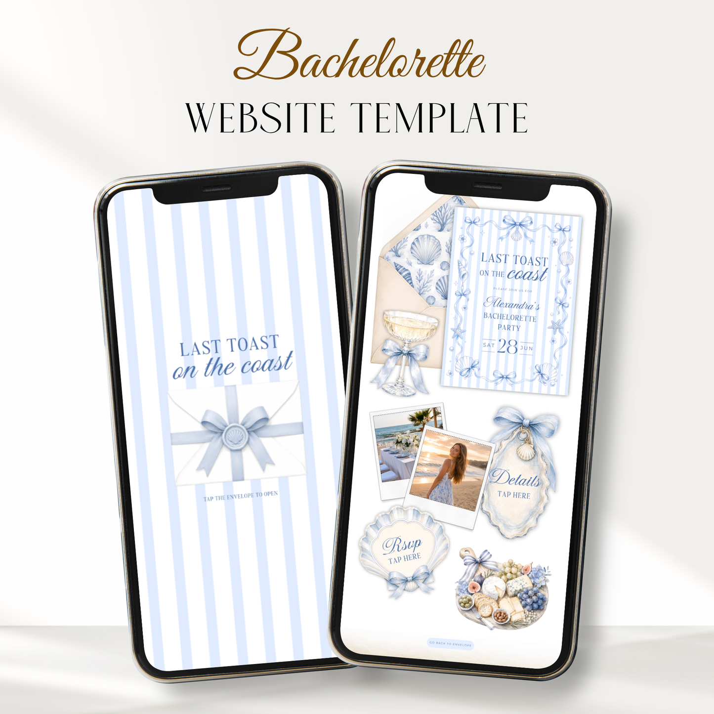 Last Toast on the Coast Bachelorette Website Invitation with RSVP L133