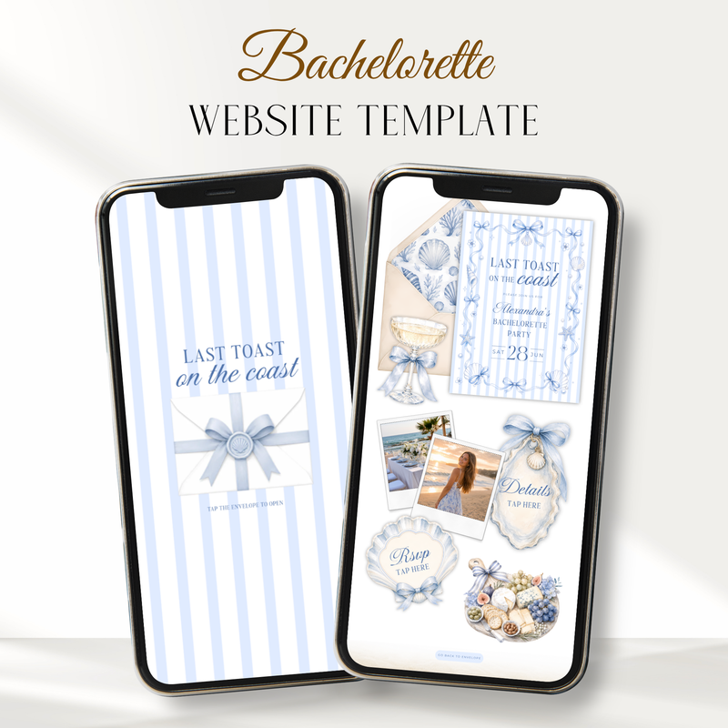 Last Toast on the Coast Bachelorette Website Invitation with RSVP L133