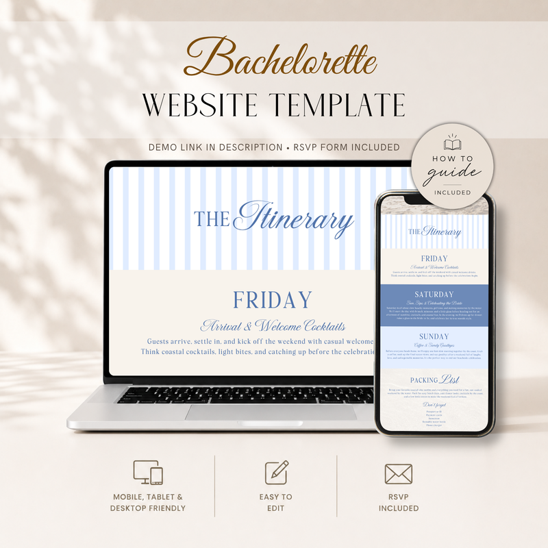 Last Toast on the Coast Bachelorette Website Invitation with RSVP L133