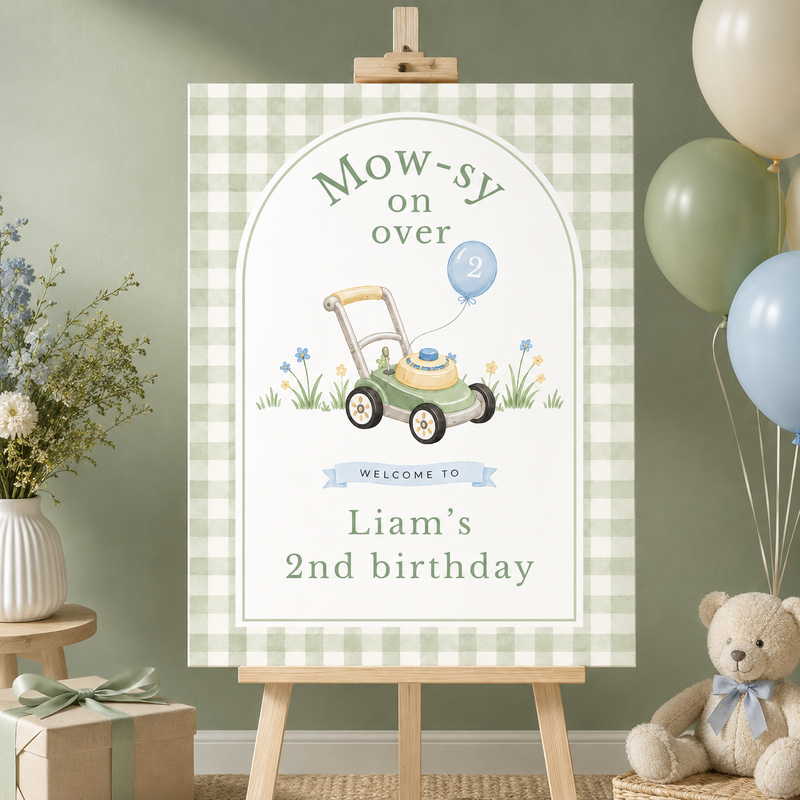 Lawnmower Birthday Welcome Sign – Mow-sy On Over L162