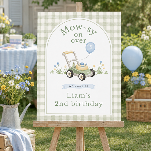 Lawnmower Birthday Welcome Sign – Mow-sy On Over L162