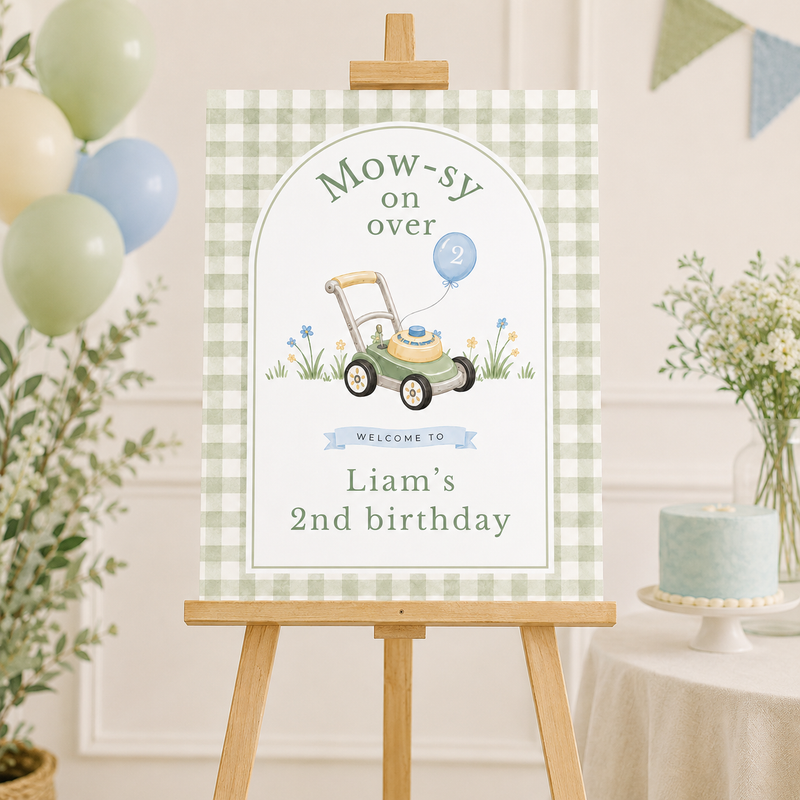 Lawnmower Birthday Welcome Sign – Mow-sy On Over L162