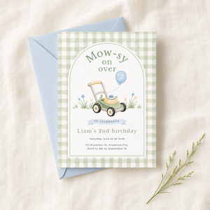 Lawnmower Birthday Invitation – Editable Mow-sy On Over Template L162