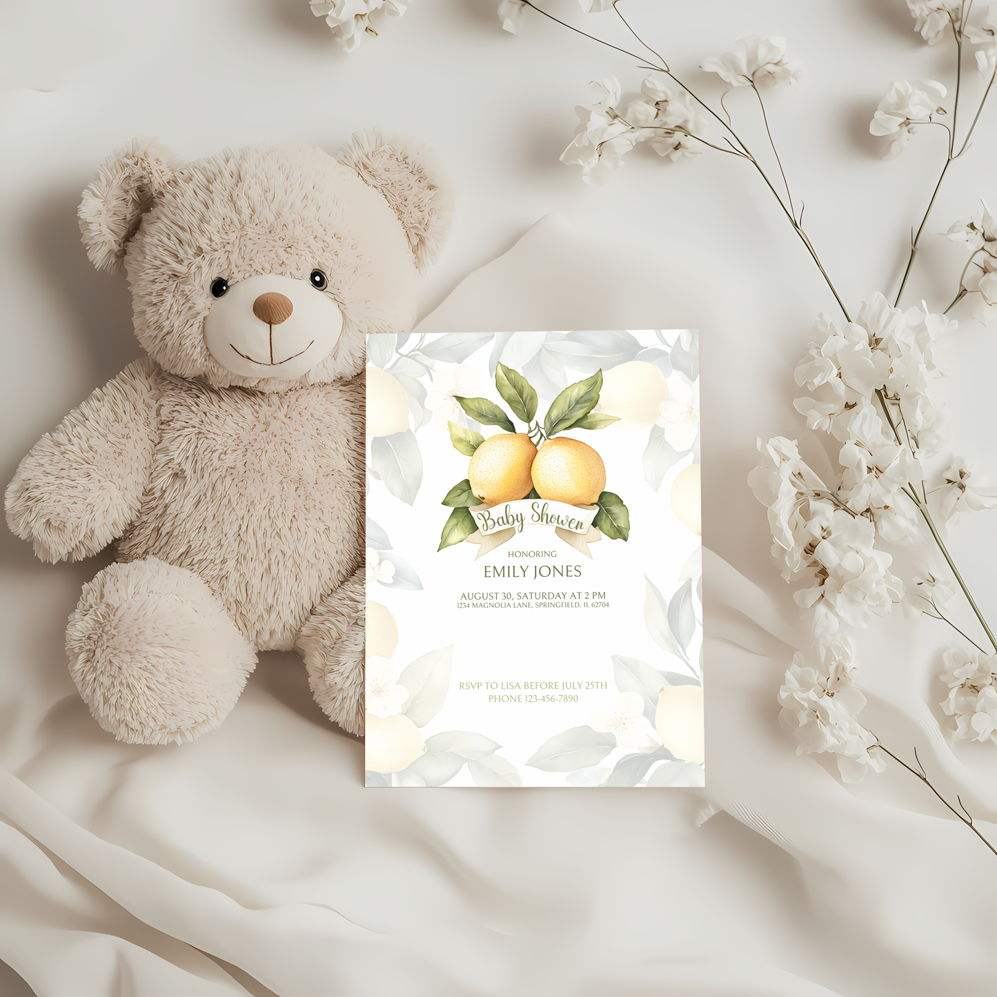 Baby Shower Invitation - Lemon Citrus Summer BS47