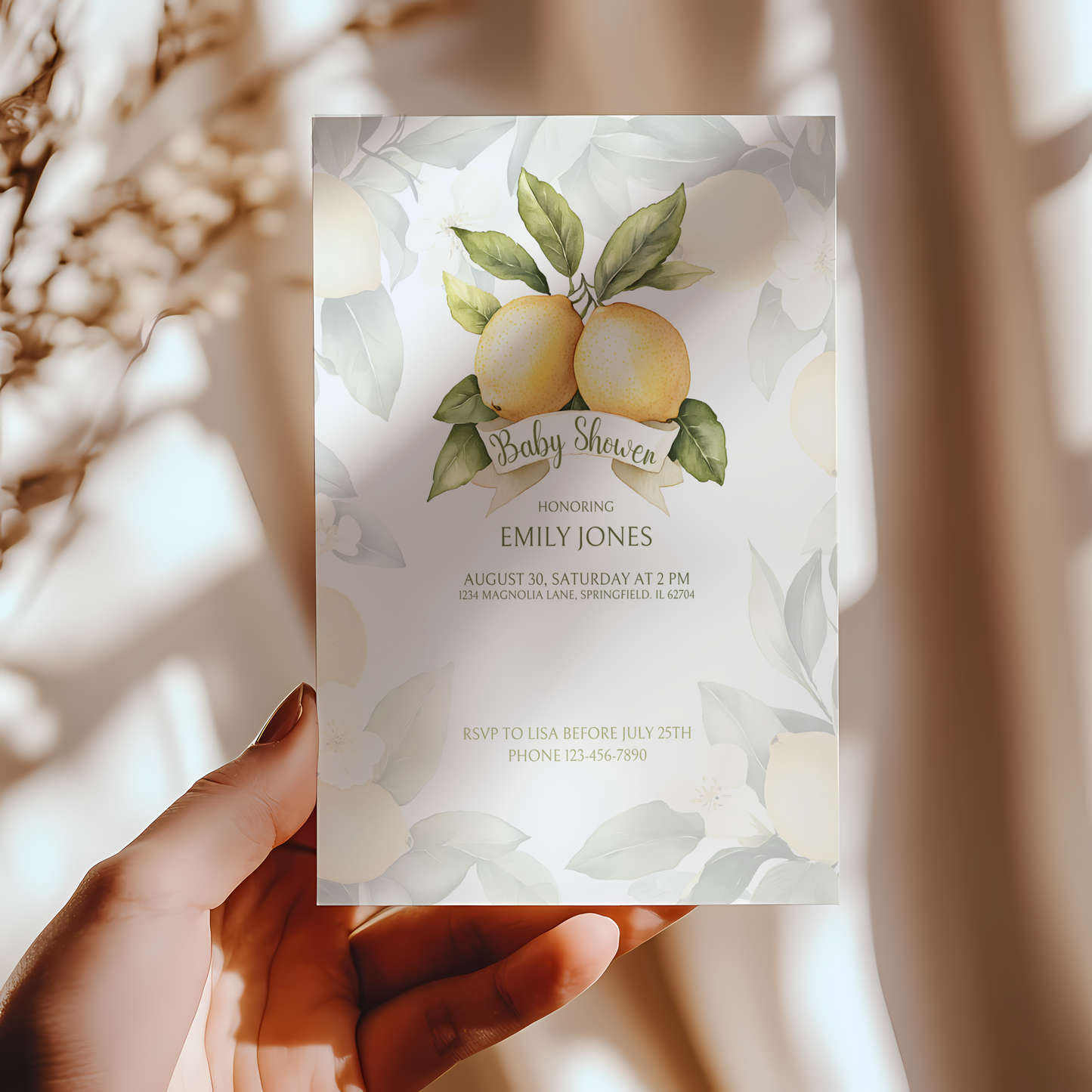 Baby Shower Invitation - Lemon Citrus Summer BS47