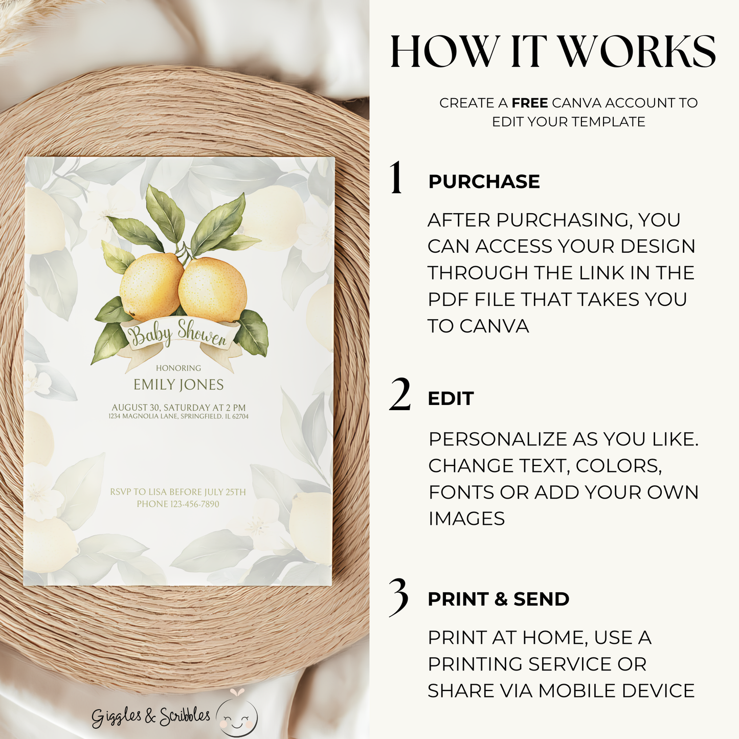 Baby Shower Invitation - Lemon Citrus Summer BS47