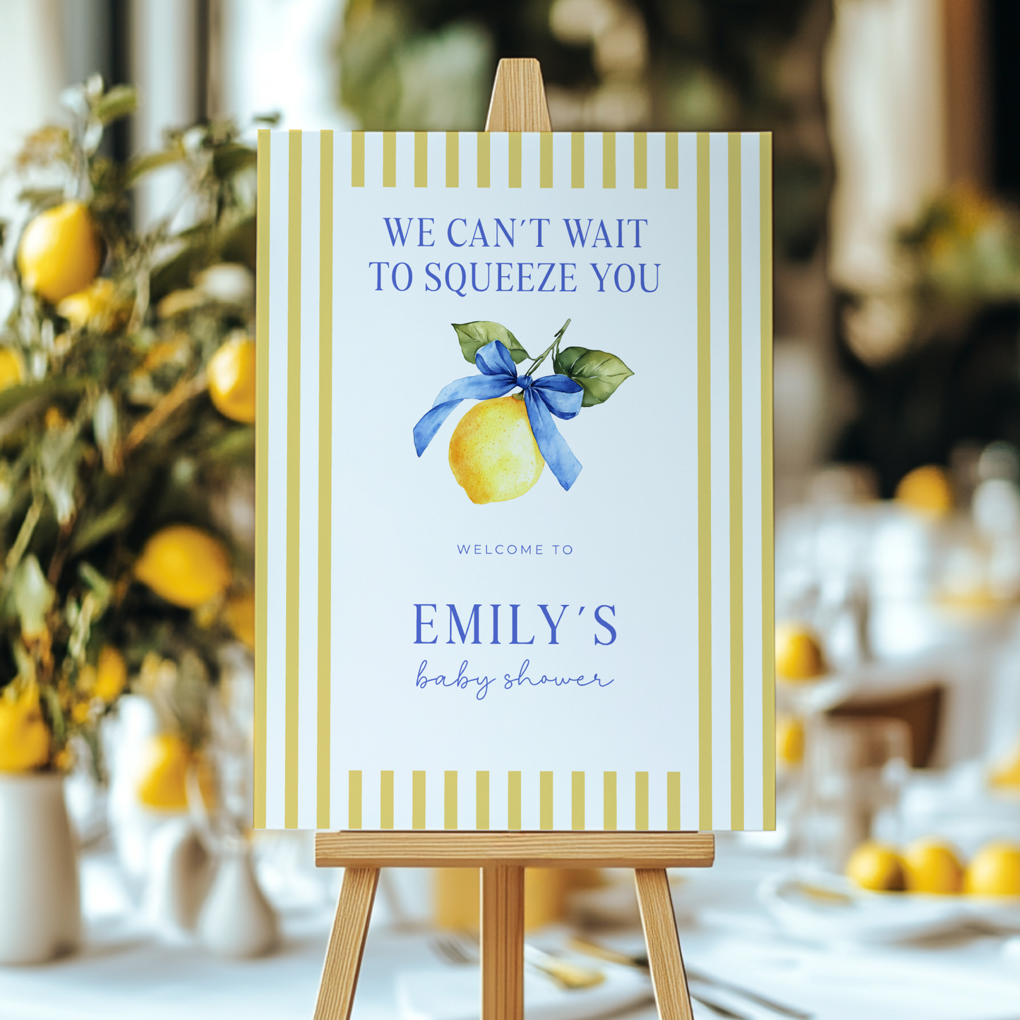 Lemon Baby Shower Welcome Sign - We Can't Wait To Squeeze You BS215