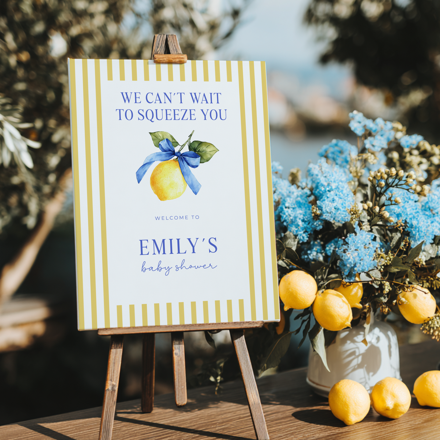 Lemon Baby Shower Welcome Sign - We Can't Wait To Squeeze You BS215