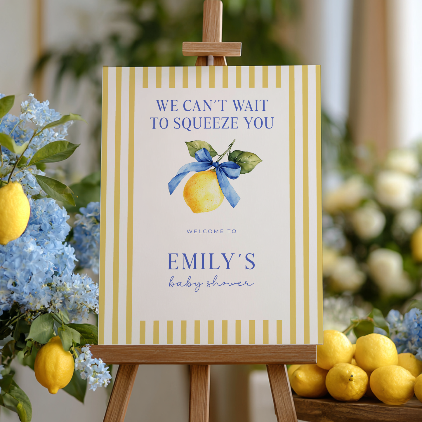 Lemon Baby Shower Welcome Sign - We Can't Wait To Squeeze You BS215