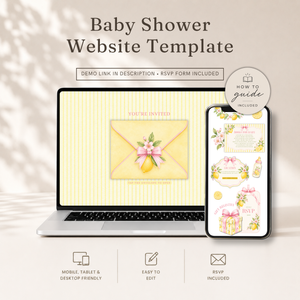 Pink Lemon Baby Shower Website Invitation with RSVP BS314