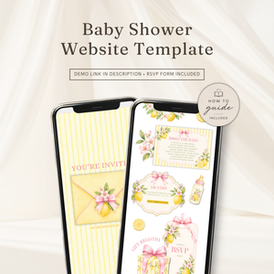 Pink Lemon Baby Shower Website Invitation with RSVP BS314