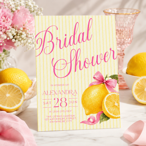 Pink Lemon Bridal Shower Invitation Template L156
