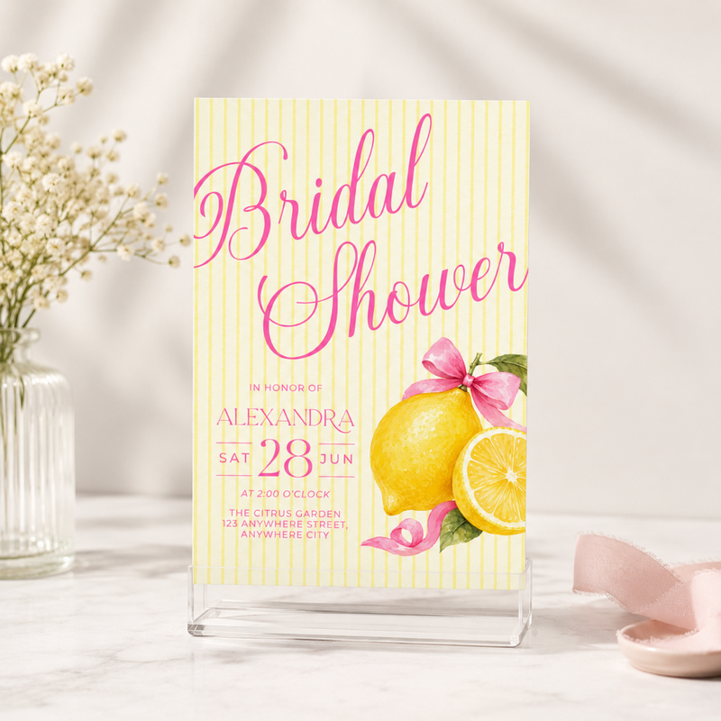 Pink Lemon Bridal Shower Invitation Template L156