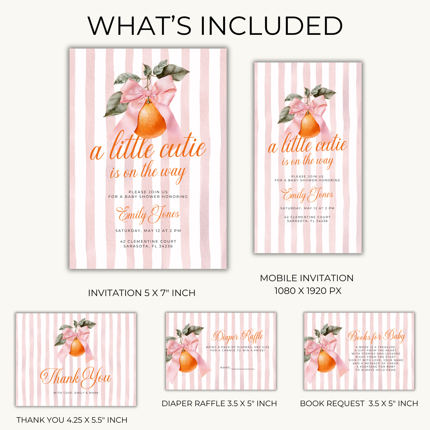 Little Cutie Baby Shower Invitation Bundle BS299