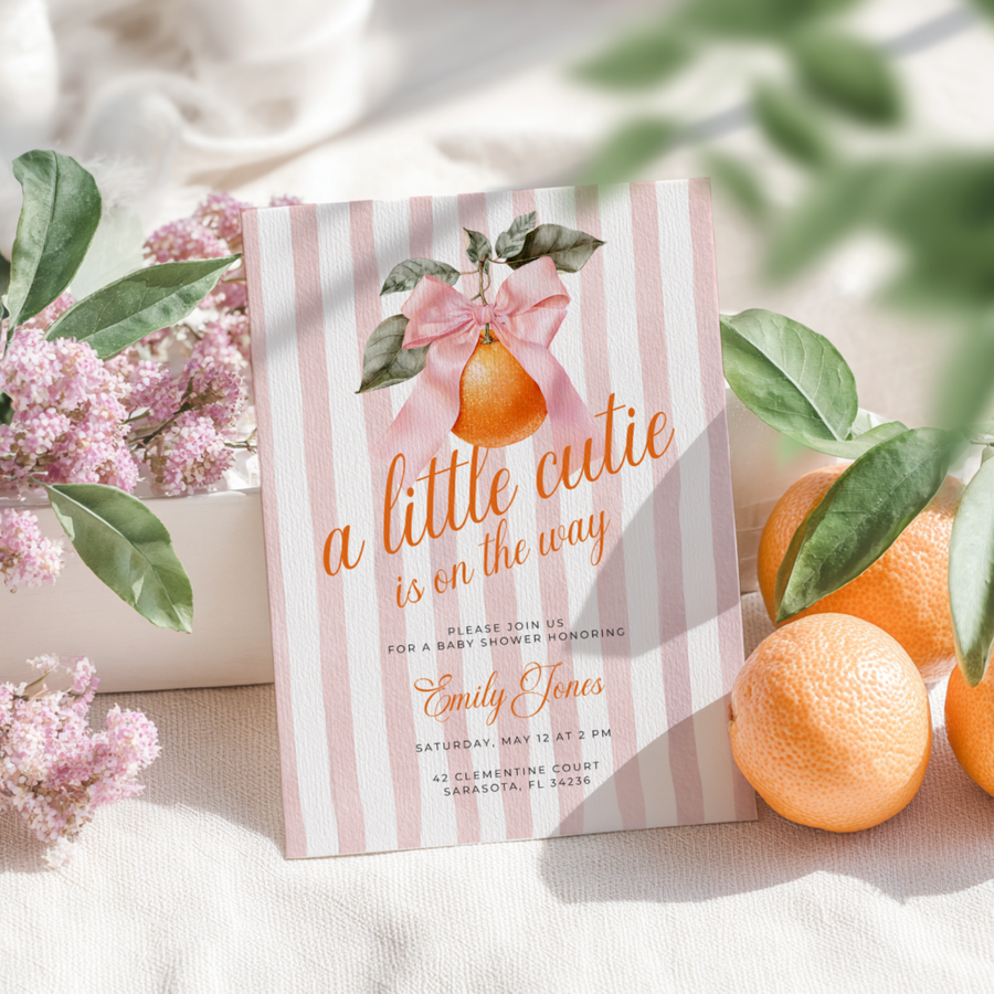 A Little Cutie Is On The Way Baby Shower Invitation BS299
