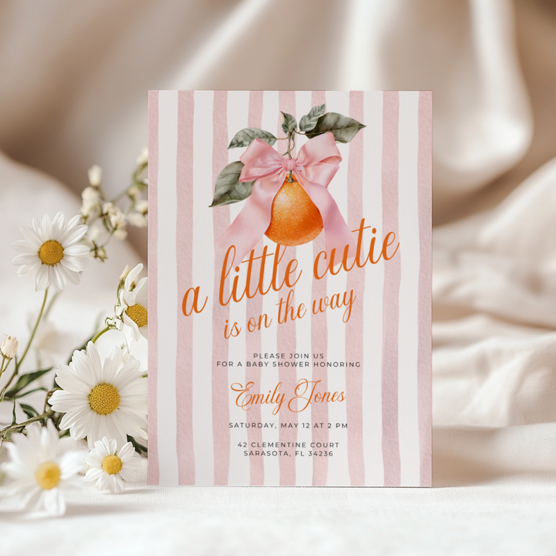 A Little Cutie Is On The Way Baby Shower Invitation BS299