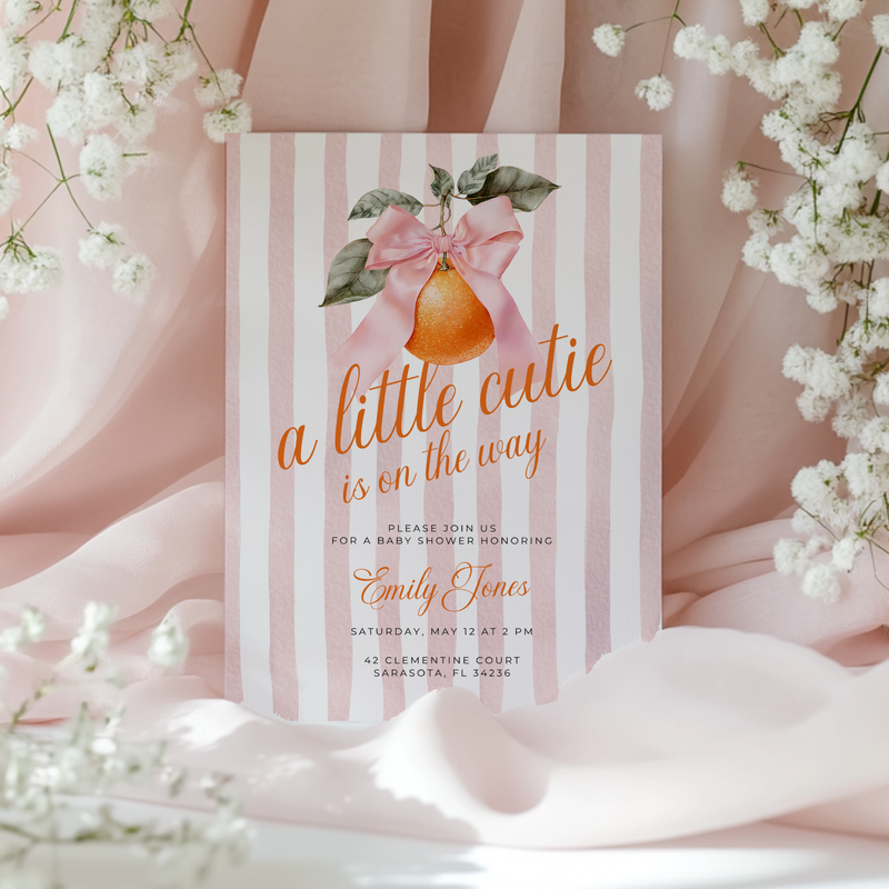 A Little Cutie Is On The Way Baby Shower Invitation BS299