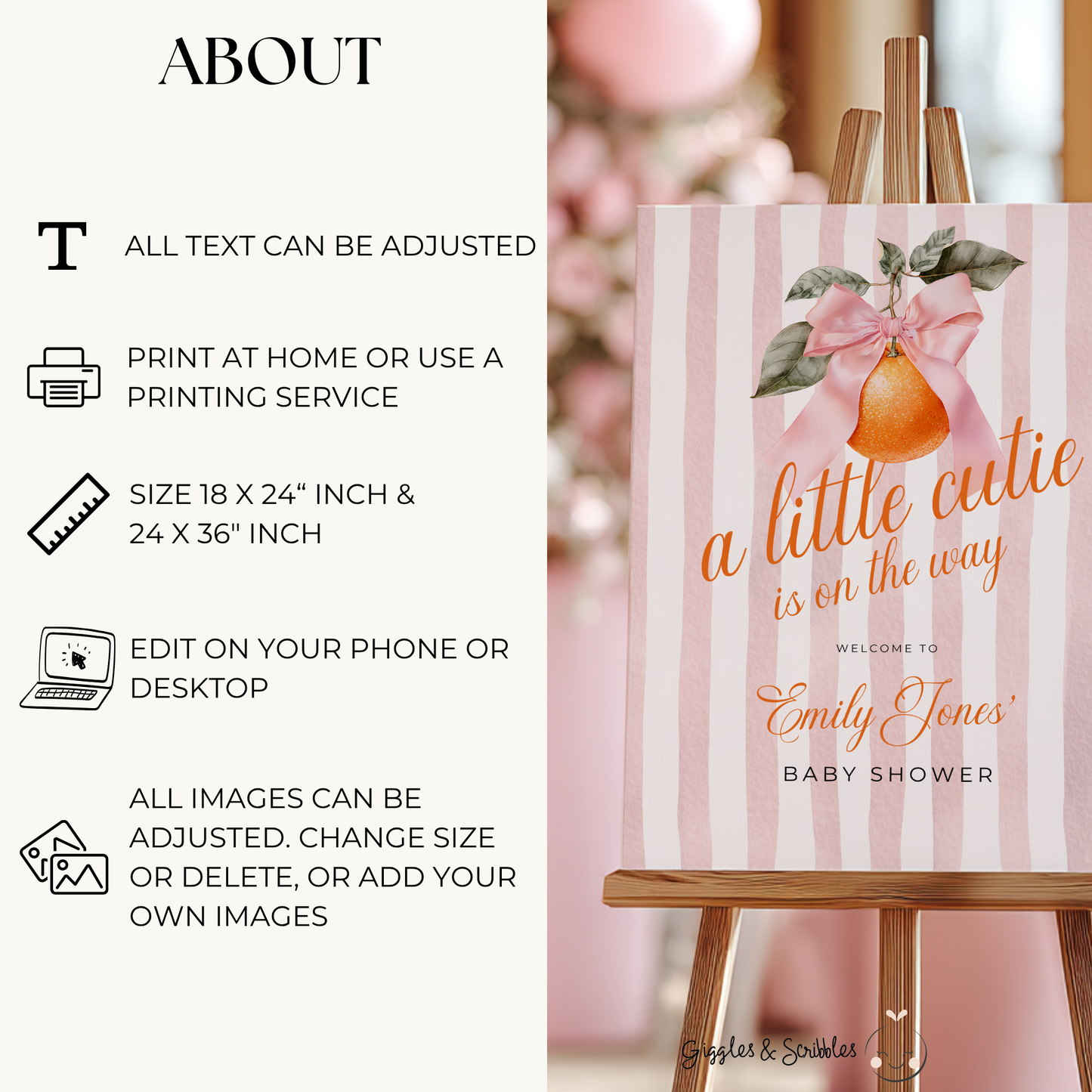 Little Cutie Baby Shower Welcome Sign BS299