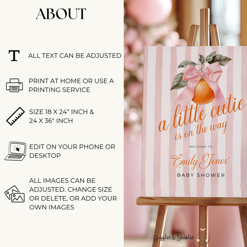 Little Cutie Baby Shower Welcome Sign BS299