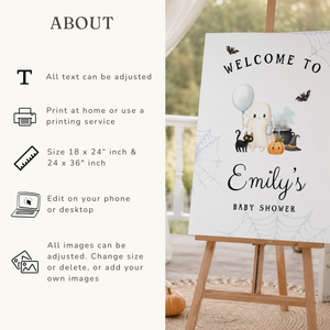 Little Boo Baby Shower Welcome Sign - Blue BS190