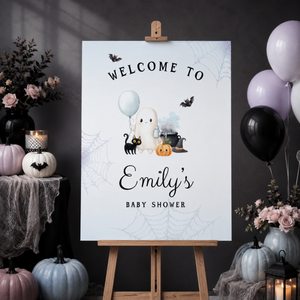 Little Boo Baby Shower Welcome Sign - Blue BS190