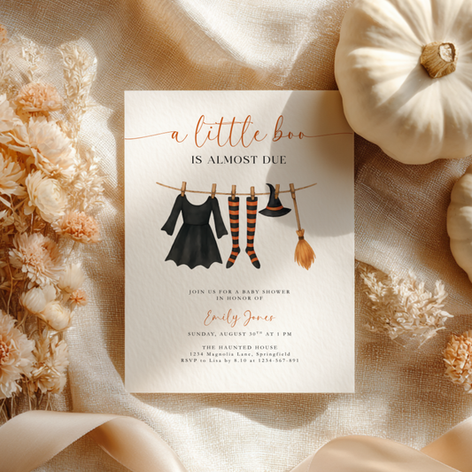 Baby Shower Invitation - Halloween Witch Costume Baby Clothes BS223