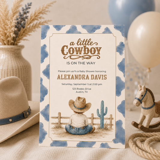 Little Cowboy Baby Shower Invitation L141